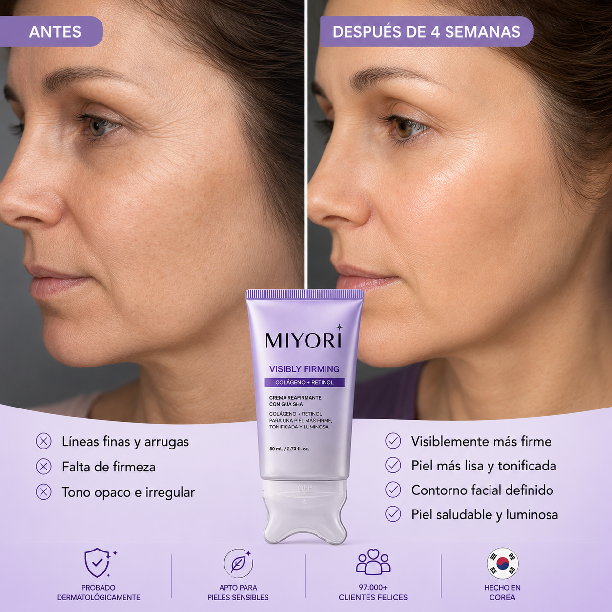 Crema Facial de Colágeno + Retinol con Gua Sha